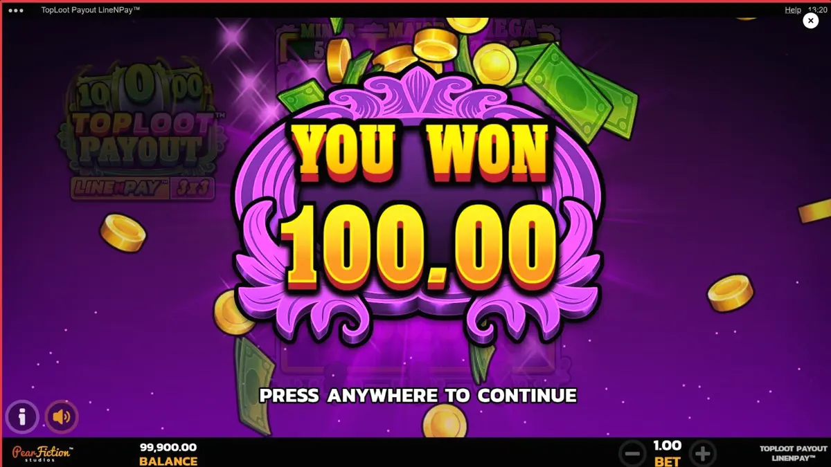 TopLoot Payout LineNPay slot dengan latar belakang harta karun emas